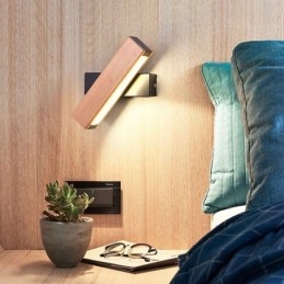 Applique da parete in legno massello Europa, LED, moderna, per comodino, 21 x 4,5 x 9 cm