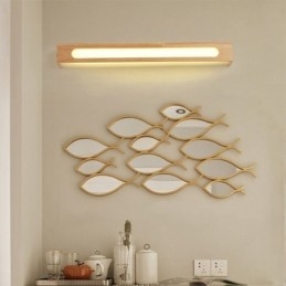Applique da parete moderna in legno con paralume in acrilico