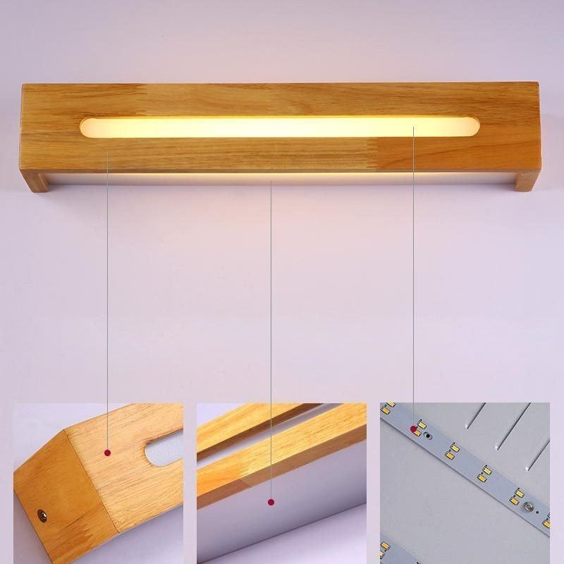 Applique da parete moderna in legno con paralume in acrilico