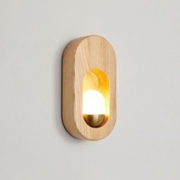 Applique da parete in legno stile giapponese con lampadina LED G4-12V, 20 x 10 x 4 cm