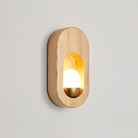 Applique da parete in legno stile giapponese con lampadina LED G4-12V, 20 x 10 x 4 cm