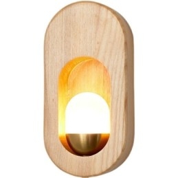 Applique da parete in legno stile giapponese con lampadina LED G4-12V, 20 x 10 x 4 cm