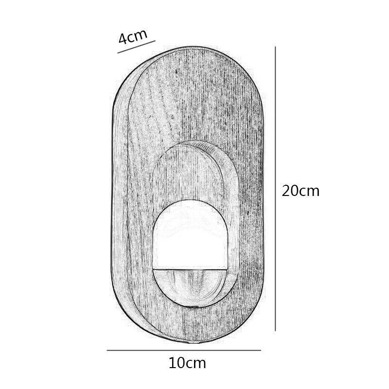 Applique da parete in legno stile giapponese con lampadina LED G4-12V, 20 x 10 x 4 cm
