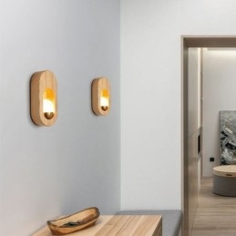 Applique da parete in legno stile giapponese con lampadina LED G4-12V, 20 x 10 x 4 cm