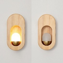 Applique da parete in legno stile giapponese con lampadina LED G4-12V, 20 x 10 x 4 cm