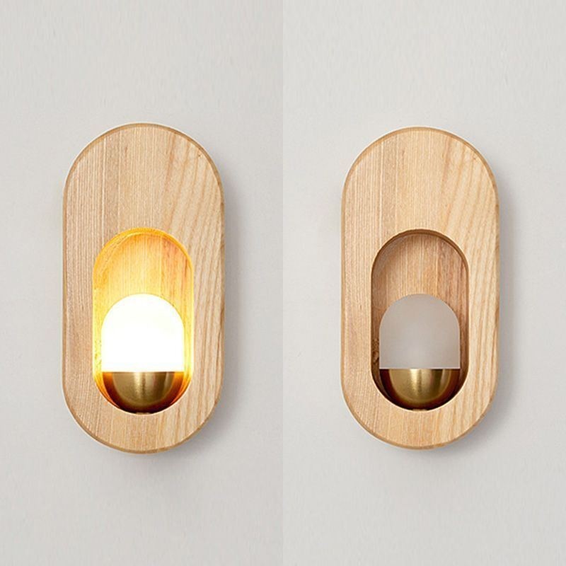 Applique da parete in legno stile giapponese con lampadina LED G4-12V, 20 x 10 x 4 cm