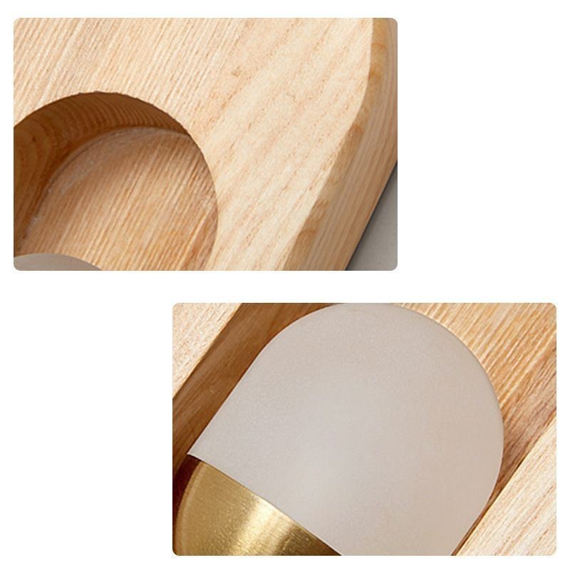 Applique da parete in legno stile giapponese con lampadina LED G4-12V, 20 x 10 x 4 cm