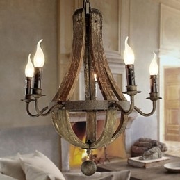 Lampadario vintage retrò country a 5 luci in metallo