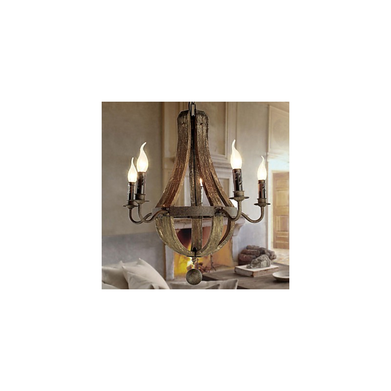 Lampadario vintage retrò country a 5 luci in metallo