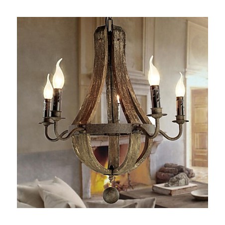 Lampadario vintage retrò country a 5 luci in metallo