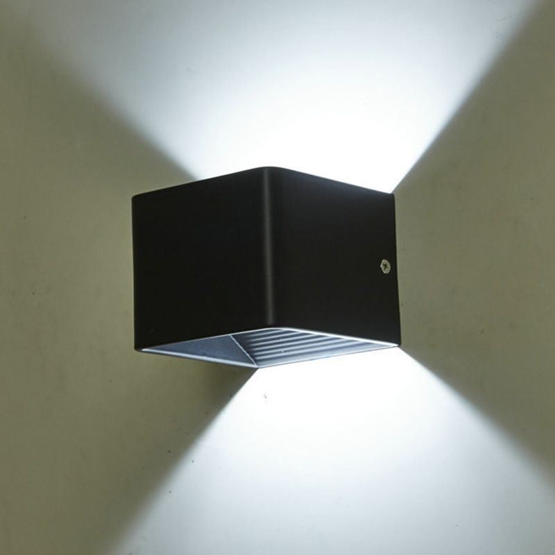 Applique da parete LED in alluminio a cubo per balcone, montaggio superficiale, 10×10×10 cm