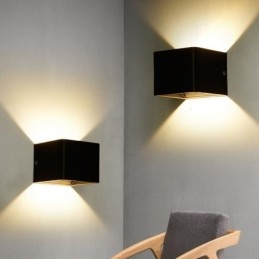 Applique da parete LED in alluminio a cubo per balcone, montaggio superficiale, 10×10×10 cm