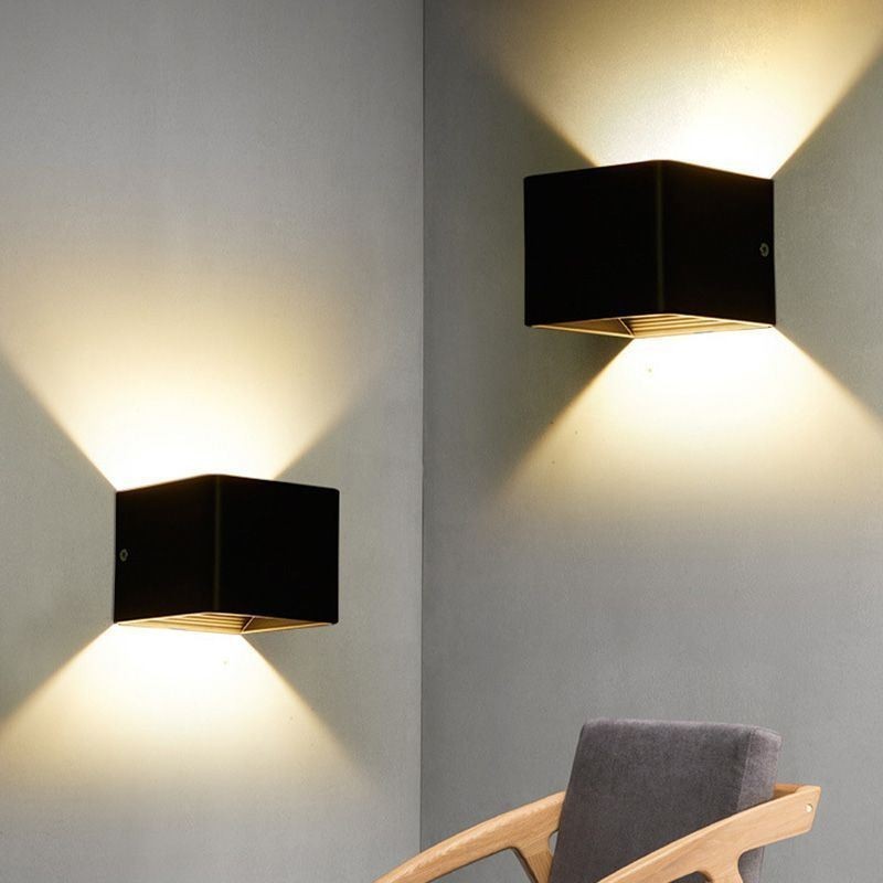 Applique da parete LED in alluminio a cubo per balcone, montaggio superficiale, 10×10×10 cm