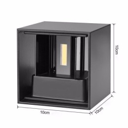 Applique da parete LED in alluminio a cubo per balcone, montaggio superficiale, 10×10×10 cm