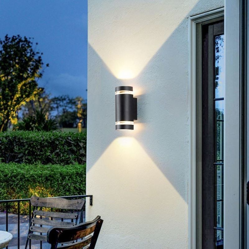 Applique da parete impermeabile in alluminio a doppia testa su e giù GU10 2 luci