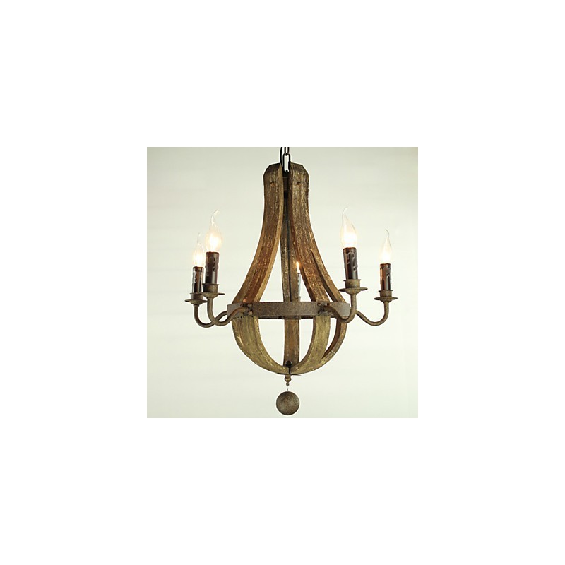 Lampadario vintage retrò country a 5 luci in metallo