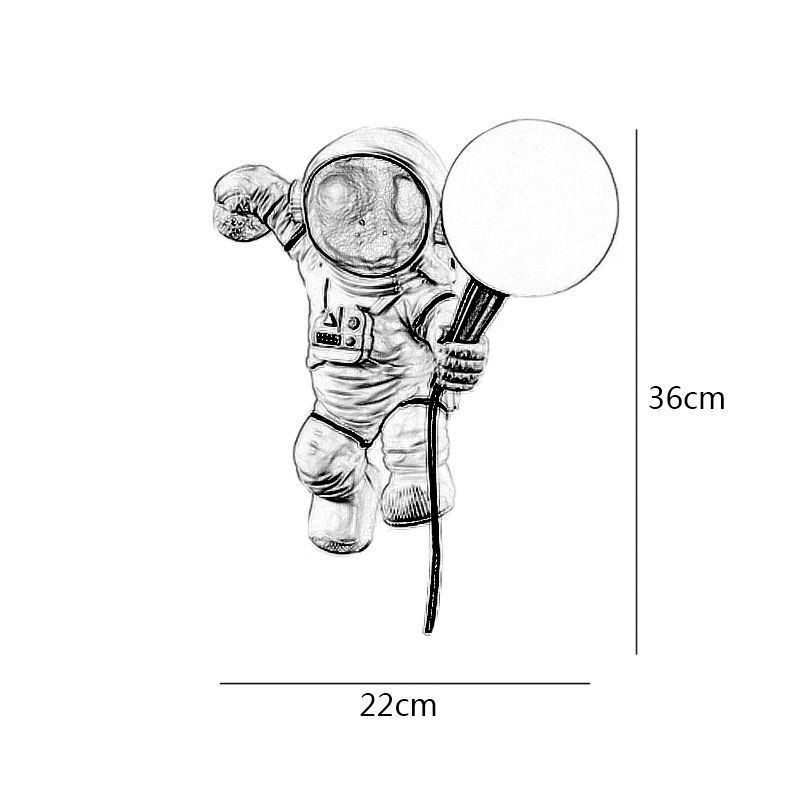 Applique da parete LED moderna in resina con astronauta per bambini 22×36 cm