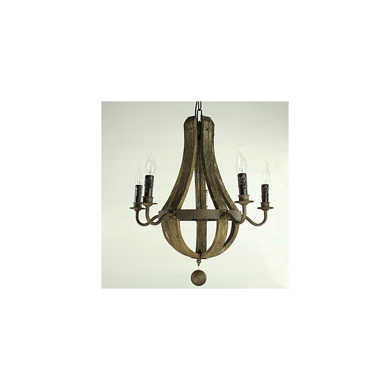 Lampadario vintage retrò country a 5 luci in metallo