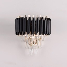Applique da parete moderna in cristallo, 2 luci, E12/E14, 25×27 cm
