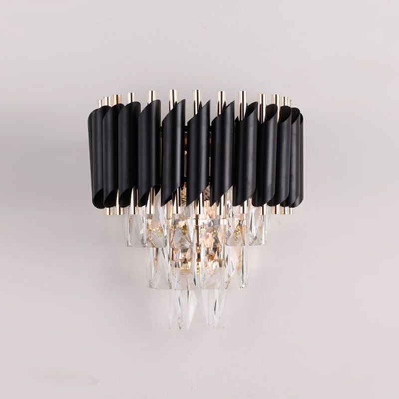 Applique da parete moderna in cristallo, 2 luci, E12/E14, 25×27 cm