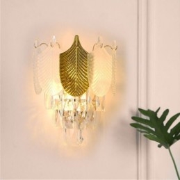 Applique da parete moderna in cristallo 2 punti luce base E12/E14 27 x 33 cm