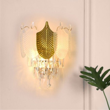 Applique da parete moderna in cristallo 2 punti luce base E12/E14 27 x 33 cm