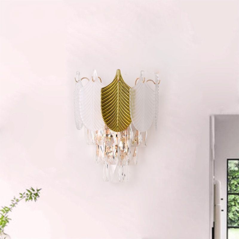 Applique da parete moderna in cristallo 2 punti luce base E12/E14 27 x 33 cm