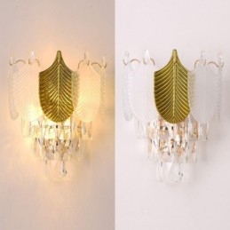 Applique da parete moderna in cristallo 2 punti luce base E12/E14 27 x 33 cm