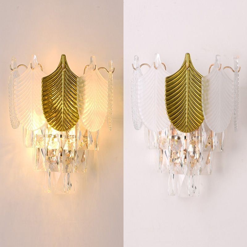 Applique da parete moderna in cristallo 2 punti luce base E12/E14 27 x 33 cm