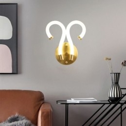 Applique da parete moderna Creatività corno di pecora in rame 2 luci