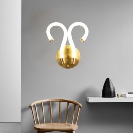 Applique da parete moderna Creatività corno di pecora in rame 2 luci