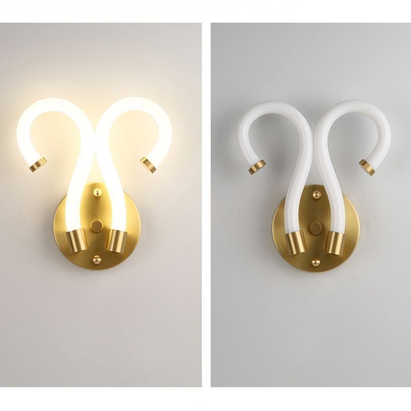 Applique da parete moderna Creatività corno di pecora in rame 2 luci