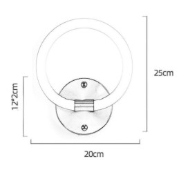 Applique da parete LED moderna ad anello rotondo con dimmer tricolore 20 x 25 cm