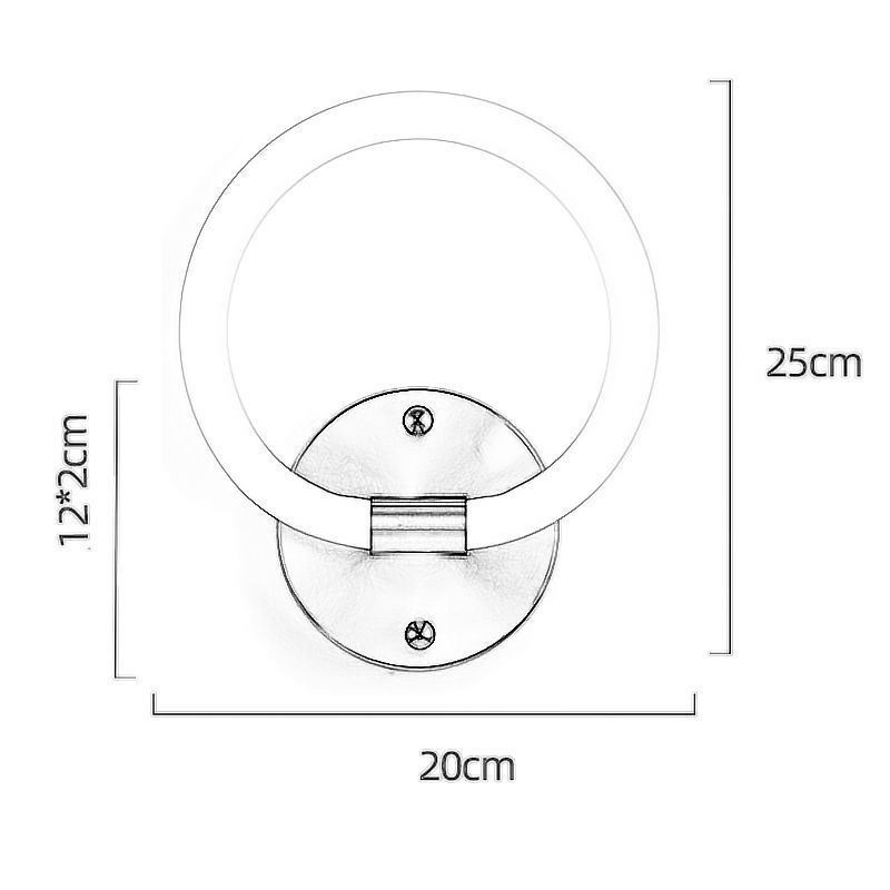 Applique da parete LED moderna ad anello rotondo con dimmer tricolore 20 x 25 cm