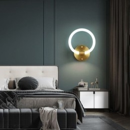 Applique da parete LED moderna ad anello rotondo con dimmer tricolore 20 x 25 cm