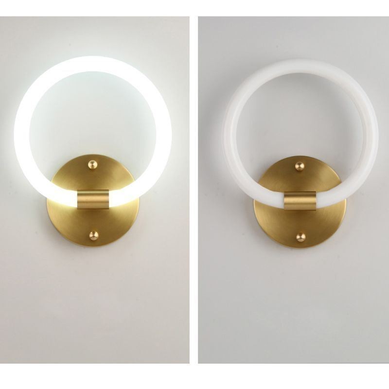Applique da parete LED moderna ad anello rotondo con dimmer tricolore 20 x 25 cm