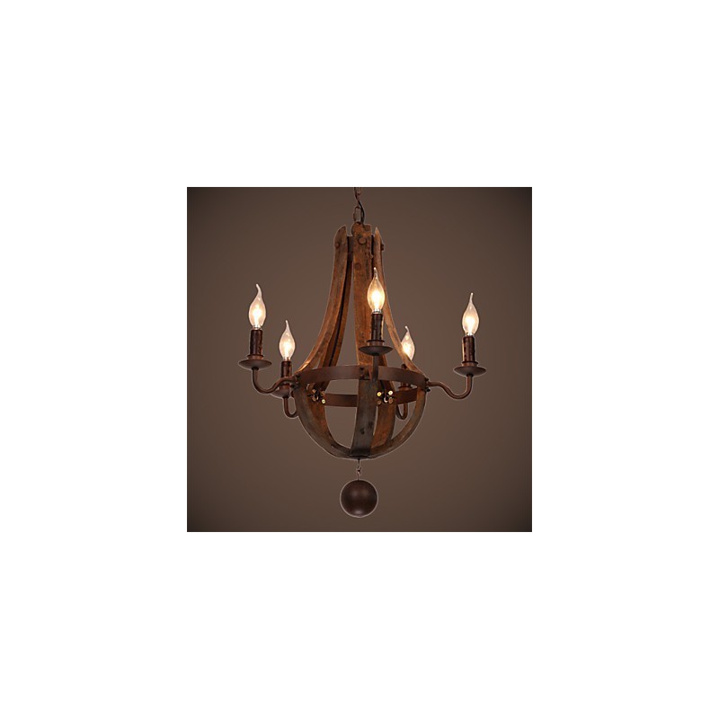Lampadario vintage retrò country a 5 luci in metallo