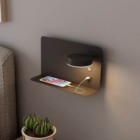 Applique da parete LED girevole con porta di ricarica USB