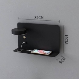 Applique da parete LED girevole con porta di ricarica USB