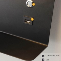 Applique da parete LED girevole con porta di ricarica USB