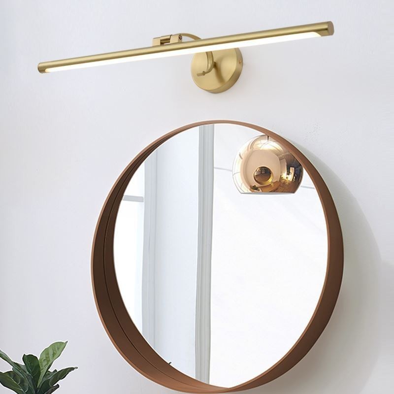 Applique da parete nordica in acrilico e ottone con specchio frontale