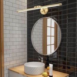 Applique da parete nordica in acrilico e ottone con specchio frontale