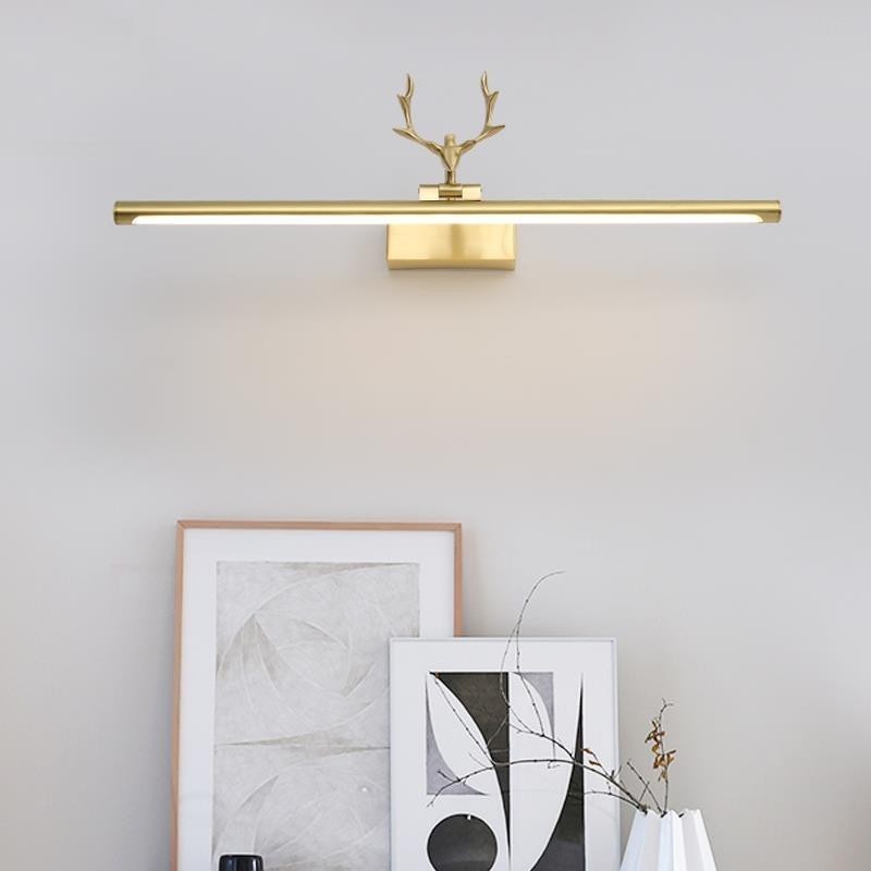 Applique da parete in ottone nordico con luce frontale a specchio