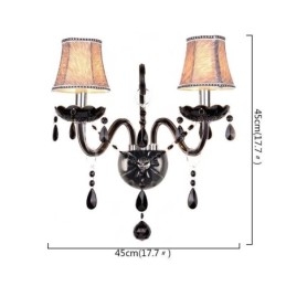 Applique da parete in cristallo stile europeo a 2 luci candela nera