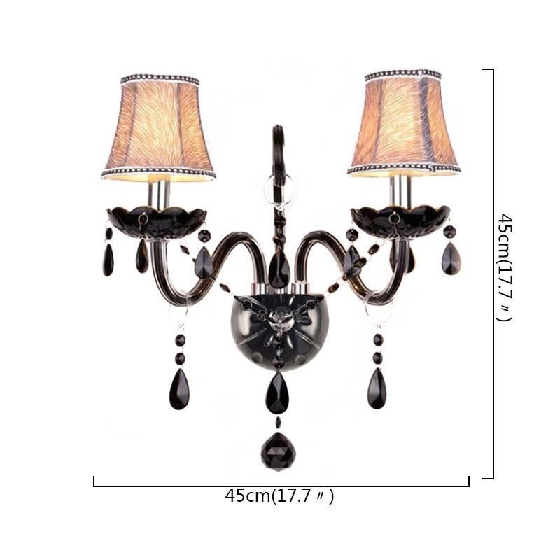Applique da parete in cristallo stile europeo a 2 luci candela nera