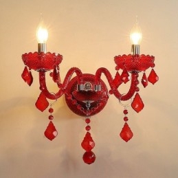 Applique da parete in cristallo europeo luce rossa