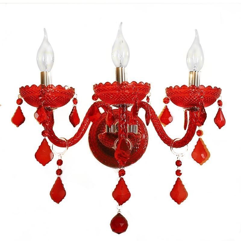 Applique da parete in cristallo europeo luce rossa
