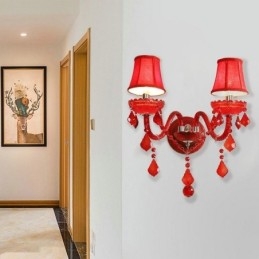 Applique da parete in cristallo europeo luce rossa