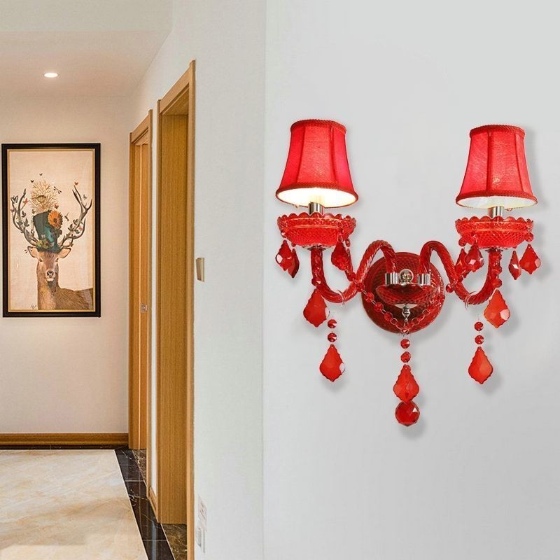 Applique da parete in cristallo europeo luce rossa