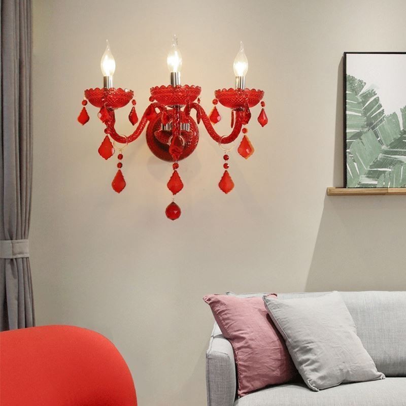 Applique da parete in cristallo europeo luce rossa